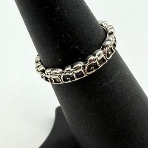 Elephant Band Ring Size 5.25 Silver Tone Lucky Animal Stack Ring